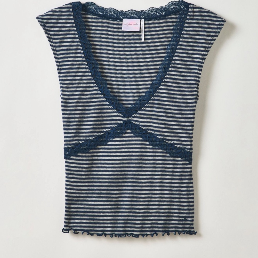 Out from under Striped Navy & White Lace-Trim shirt - Picture 2 of 6